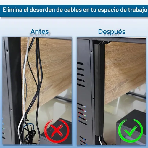 Vista 6 de Paquete de 6 organizadores de cables de canal J para escritorio, organizador de cables adhesivo