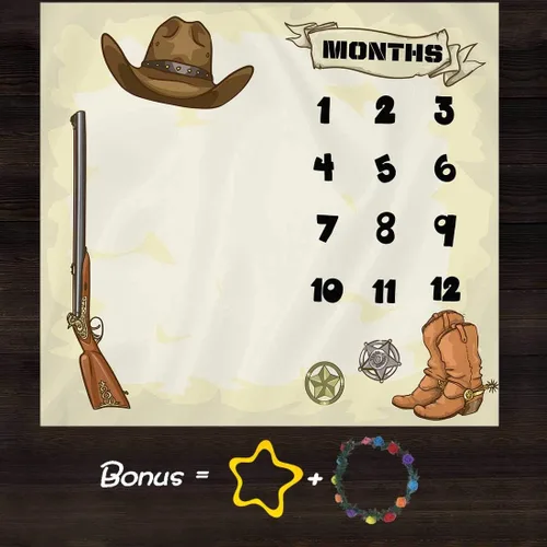 Vista 3 de F-FUN SOUL - Manta mensual de vaquero occidental para bebé, 48 x 40 pulgadas, botas de pistola, sombreros, manta de guardería para mamá recién