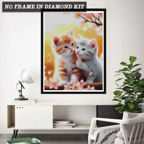 Vista 3 de Wergund - Kits de pintura de diamantes de gato, kit de pintura de diamante, bordado de diamantes de imitación de cristal de punto de cruz, arte