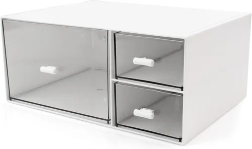Vista 10 de Organizador de escritorio con cajones, cajones de almacenamiento apilables, caja de almacenamiento de escritorio compacta de plástico, ideal