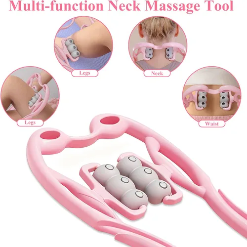 Vista 6 de Masajeador de cuello con rodillo de cuello, herramienta de masaje para aliviar el dolor de tejido profundo, diseño de mango ergonómico, ligero