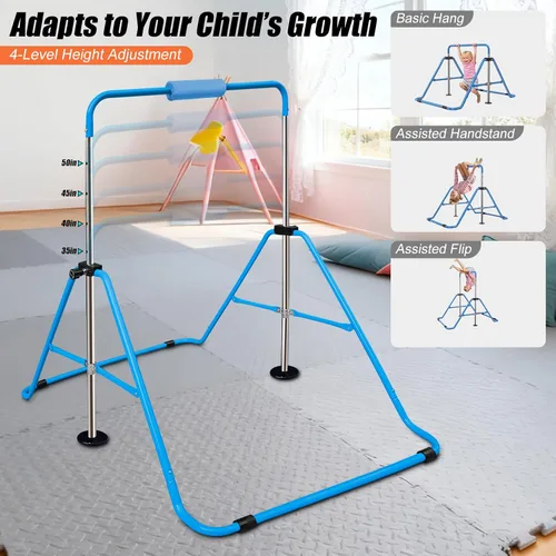 Vista 3 de Triclicks Barra de gimnasia plegable para niños, altura ajustable, barra de entrenamiento junior, barra de entrenamiento horizontal expandible