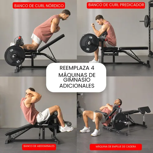 Vista 4 de Finer Form GLX Banco de pesas ajustable con extensión de piernas y máquina