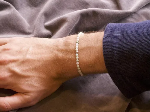 Vista 4 de BERGERLIN - Pulsera de piedra real natural con perla de plata de ley 925, piedras facetadas de 532de pulgada, pulseras genuinas con calidad