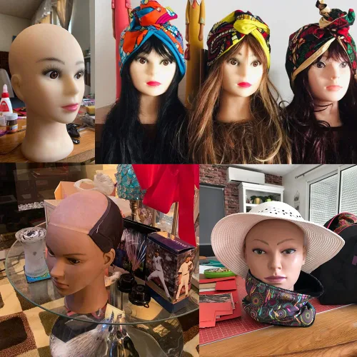 Vista 3 de Cabeza de maniquí de cosmetología para hacer pelucas y exhibir con abrazadera gratuita