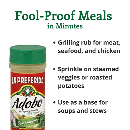 Vista 2 de La Preferida Adobo con pimienta, condimento multiusos 8.6 onzas (paquete de 1)