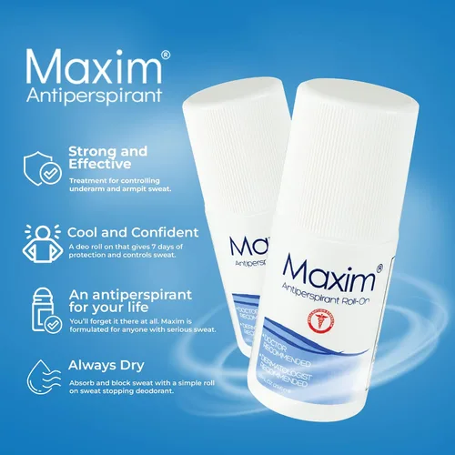 Vista 3 de Antitranspirante y desodorante en bola Maxim Prescription Strenght, recomendado por doctores y dermatólogos