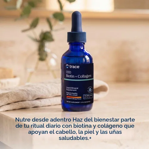 Vista 5 de Trace Minerals Suplemento iónico de biotina + colágeno, 75,000mcg, 2 oz