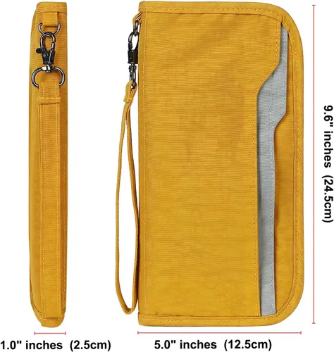 Vista 3 de ZOPPEN Cartera de viaje RFID y organizador de documentos con cremallera con correa de muñeca extraíble, Cartera RFID