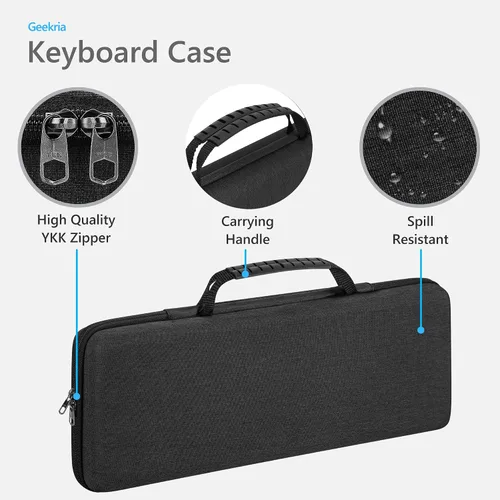 Vista 3 de GEEKRIA Estuche de transporte combinado de teclado y mouse con 75 %, compatible con AULA F75 Pro/S75 PRO, Keychron K2 versión 2/Q1 HE, ASUS ROG