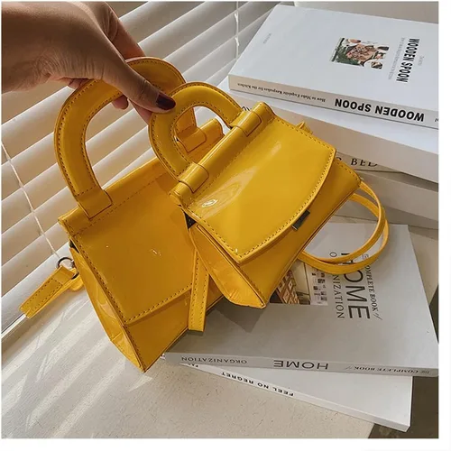 Vista 4 de Tngan Bolso de noche de la PU de las mujeres Bolso de cuero de charol Bolso de hombro del color del caramelo