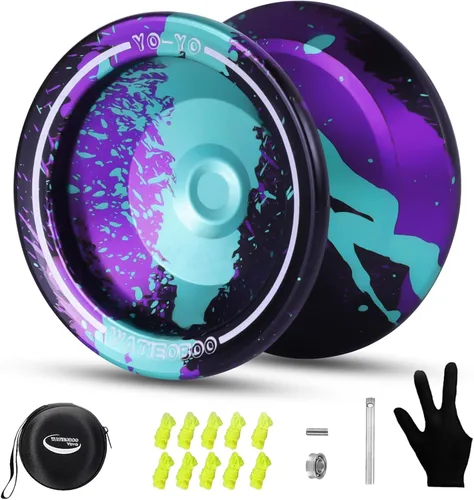 Vista 9 de yoyo Profesional, Yoyo Metálico Sensible para Principiantes, Yoyos No Sensibles para Adultos con Kits de Rodamientos No Sensibles, Guante y 10