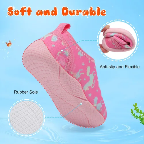 Vista 4 de Zapatos de agua para niños y niñas, zapatos de playa para niños y niñas, secado rápido, antideslizantes, transpirables, calcetines acuáticos