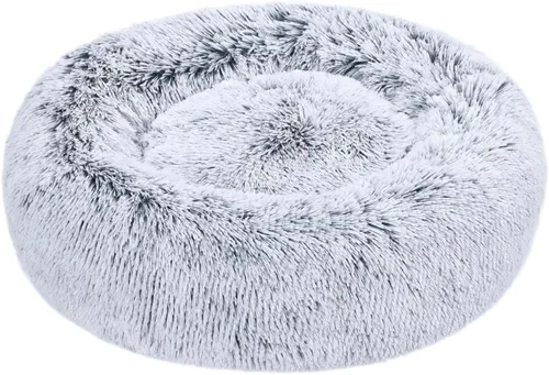 Vista 12 de Amazon Basics Donut Pet Bolster - Cama de pelo sintético para perro, gris, 36" x 36