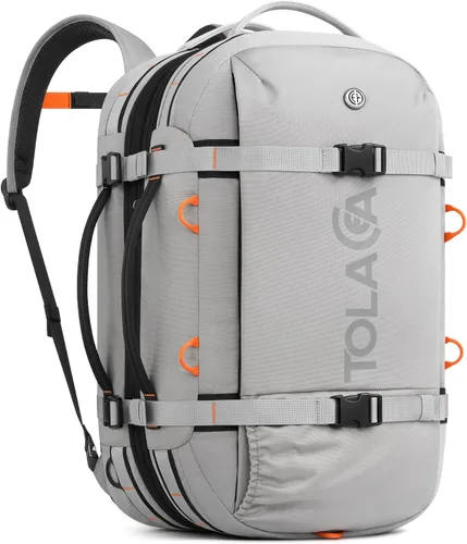 Vista 12 de Tolaccea Mochila de viaje para laptop para hombres y mujeres, mochila de transporte expandible de 40L-50L con compartimento húmedo y seco, mochila
