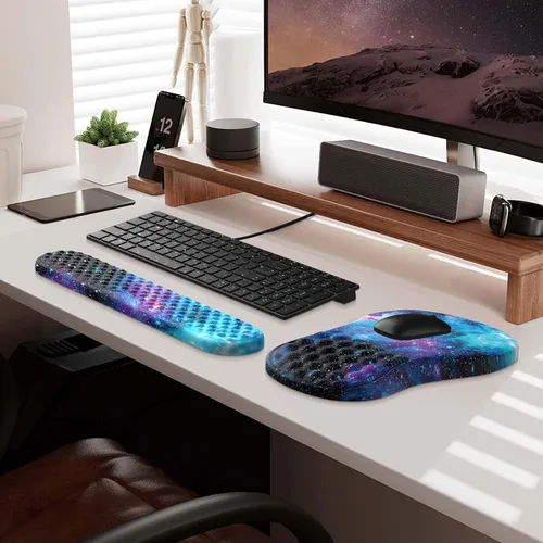 Vista 9 de HAOCOO Alfombrilla de Mouse Ergonómica con Reposamuñecas, Juego de 3 Alfombrillas de Mouse para Computadora, Set de Alfombrillas de Mouse de Espuma