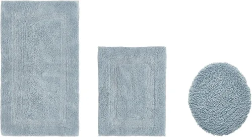Vista 230 de Better Trends - Juego de 2 alfombras de baño 100% algodón, extra suaves, con borlas, de 17" x 24", alfombra de baño superabsorbente y reversible