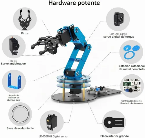 Vista 6 de LewanSoul Kit de brazo robótico 6DOF brazo de robot de programación con 5 servo, mango, garra mecánica y más, control de aplicación de software