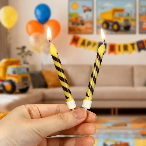 Vista 7 de Velas de cumpleaños de construcción número 1, juego de 12 adornos de construcción para tartas, decoración de pastel de excavadora para cumpleaños