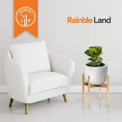Vista 5 de RAINBLELAND Soporte para plantas de interior, soporte alto ajustable de madera para plantas, soporte para macetas de interior, soporte para macetas