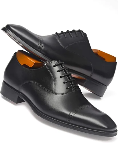 Vista 4 de Zapatos de vestir cómodos y formales Oxford para hombre de cuero genuino