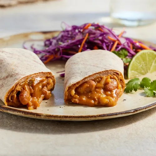 Vista 4 de Amy's Burrito de queso cheddar congelado, hecho con frijoles orgánicos y arroz, 6.0 onzas