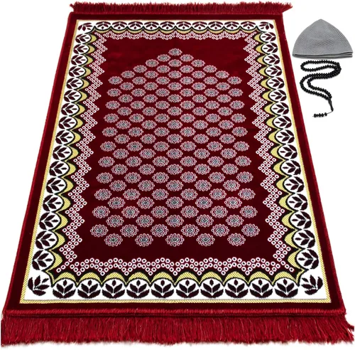Vista 13 de Modefa Alfombra de oración islámica turca, alfombra de terciopelo fina y ligera, alfombra de oración musulmana suave Janamaz, regalo de Ramadán