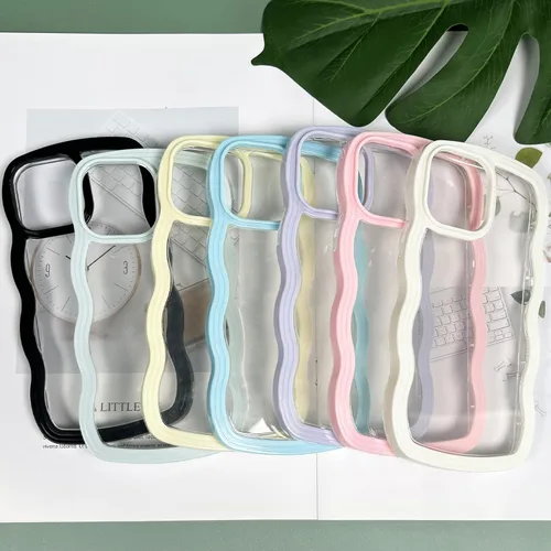 Vista 2 de LOEV Funda transparente diseñada para iPhone 7 Plus, iPhone 8 Plus con borde ondulado, bonita funda transparente con forma de onda rizada, a prueba