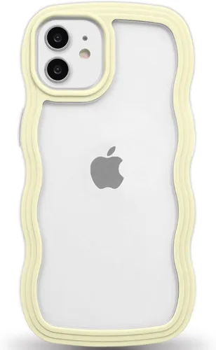 Vista 150 de Anuck Funda para iPhone 13 Pro con borde ondulado, diseño trasero transparente, agarre antideslizante, forma de marco rizado ondulado, a prueba