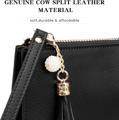 Vista 6 de befen Clutch de Muñeca de Cuero Genuino para Mujeres Ultra-Delgado Portador de Tarjetas de Crédito para Damas Cartera Monedero con Protección RFID