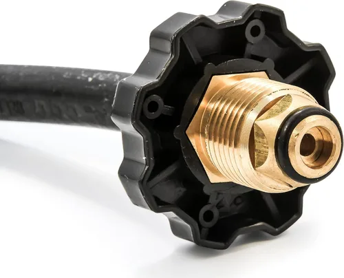 Vista 4 de Llave en T de latón para gas propano Camco, Grifo de propano con manguera de 12,7 cm