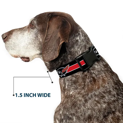 Vista 7 de Collar de perro Clip de plástico Corbeta C5 Logo Stripe Negro Blanco Rojo Gris Repetir 9 a 15 pulgadas 1.0 Pulgadas Ancho