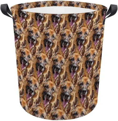 Vista 18 de Cesta de lavandería con cara de perro, cesta de lavandería plegable con asa de tela impermeable, caja de juguetes, cesta de almacenamiento de ropa