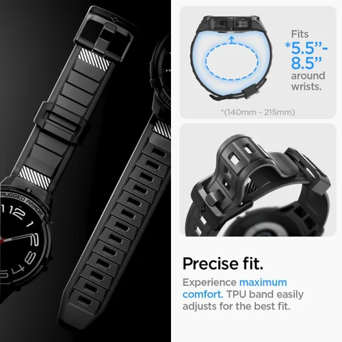 Vista 4 de Spigen Rugged Armor Pro Diseñada para Samsung Galaxy Watch 6 Classic 47mm Funda con Banda Cubierta Protectora de TPU con Correa
