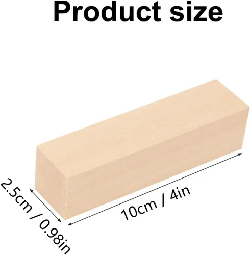 Vista 2 de Paquete de 70 bloques de tallado de tilo, bloques de madera sin terminar de 4 x 1 x 1 pulgada para tallar y cortar madera, cubos de madera maciza