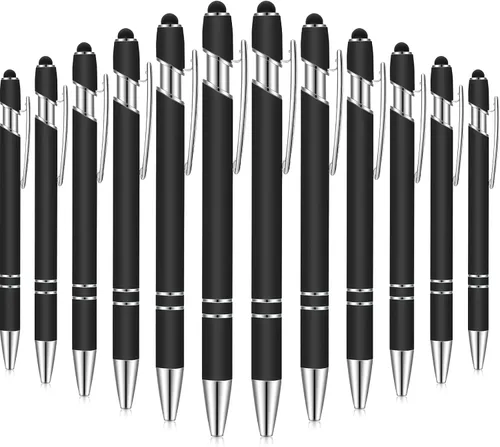 Vista 14 de Tenare 12 piezas 2 en 1 bolígrafo de metal con punta de lápiz capacitivo, bolígrafo de 1,0 mm de tinta negra para pantallas táctiles (color surtido)