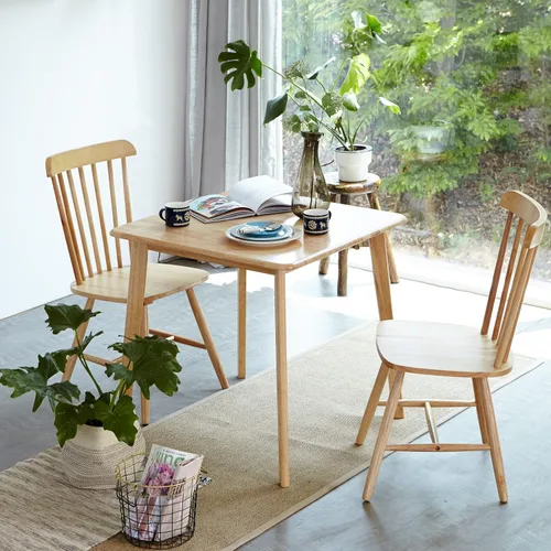Vista 5 de Canberra - Mesa de comedor cuadrada de madera de 28.3 pulgadas/mesa de cocina moderna de roble malayo de mediados de siglo (roble natural)