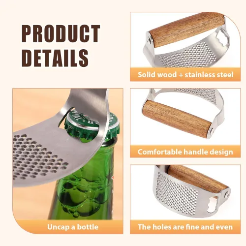 Vista 4 de Prensador de Ajo de Acero Inoxidable, Prensa de Ajo Profesional Rocker Mejorada 2025, Triturador de Ajo Ergonómico para Uso en Cocina Doméstica