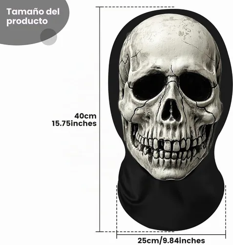 Vista 8 de Pañuelo de velo de elastano con estampado de calavera para fiestas de disfraces y disfraces