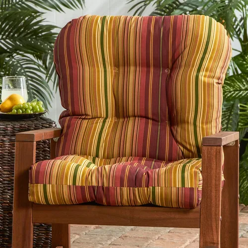 Vista 2 de Greendale Home Fashions Cojín para asiento y respaldo de exterior, 38 x 21 pulgadas, 1 unidad (paquete de 1), diseño de rayas canela