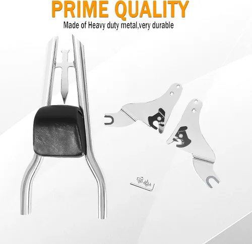 Vista 5 de Respaldo Sissy Bar Cromado Desmontable con Almohadilla Trasera para Pasajero para Modelos Harley Davidson Touring 2009-2024 Street Glide, CVO Road