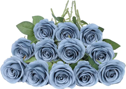 Vista 43 de LVEFIT - 12 rosas artificiales de otoño para decoración de otoño Beige