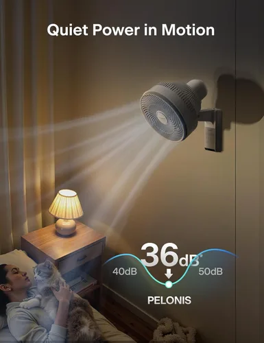 Vista 3 de PELONIS Ventilador oscilante de pared para interiores de 12 pulgadas con Gris