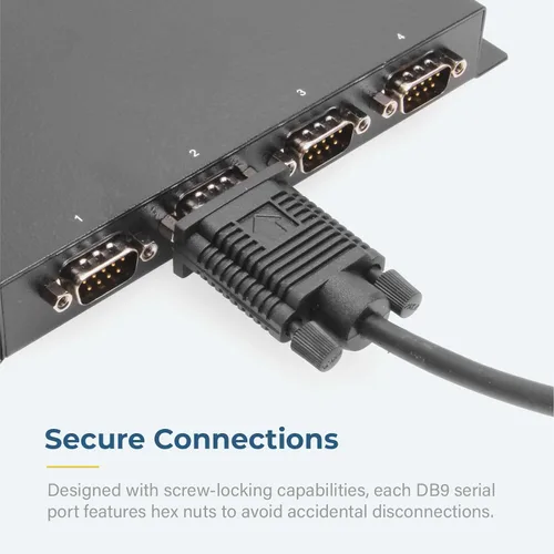 Vista 8 de Adaptador USB a serie DB-9 RS-232 de 4 puertos con chipset FTDI: funciona con sistemas Windows 10, 8, 7, XP y Mac