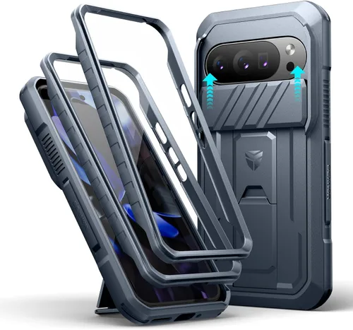 Vista 34 de Dexnor Funda para Google Pixel 9 Pro XL con cubierta deslizante para cámara y protector de pantalla integrado y soporte de alta resistencia, funda
