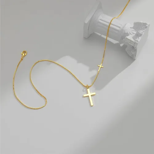 Vista 54 de Collar de cruz para mujeres y niñas, delicado chapado en oro de 14 quilates, gargantilla con dije de cruz que no se deslustra, impermeable, moderno