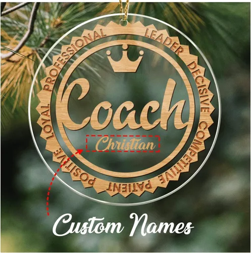 Vista 2 de CUBICER Juegos de adornos personalizados para entrenadores, instructor, adornos acrílicos blancos, decoraciones colgantes de pino de Navidad