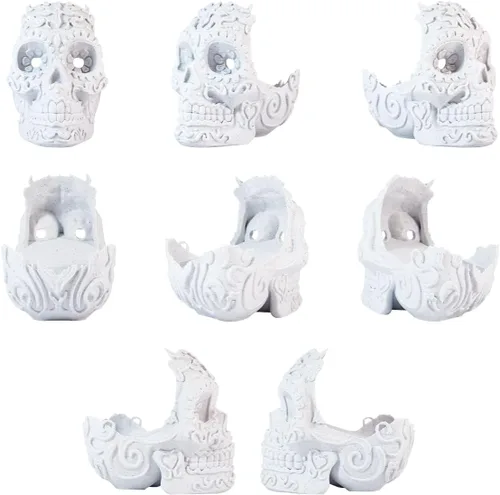 Vista 4 de impremli Base para Alexa Echo Dot 4G y 5G tipo calavera ornamental (blanco granito)