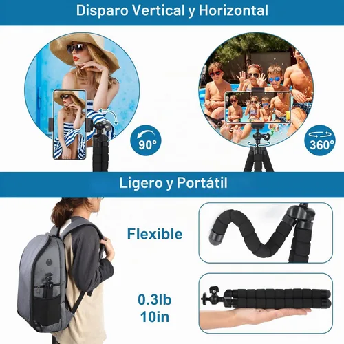 Vista 5 de UTEBIT Trípode flexible para teléfono con soporte para teléfono, cabezal