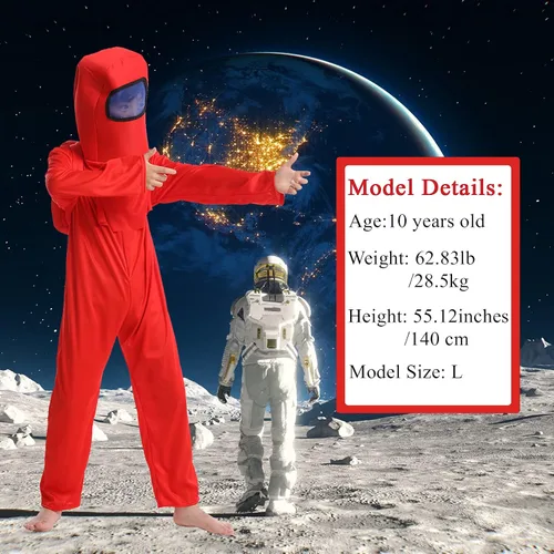 Vista 4 de Disfraz de astronauta A-mong, overoles para niños, para Halloween, cosplay, fiesta de Navidad